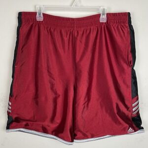 Adidas Basketball Shorts Mens Large Red Training Gym Dazzle Shiny Silky 8" In